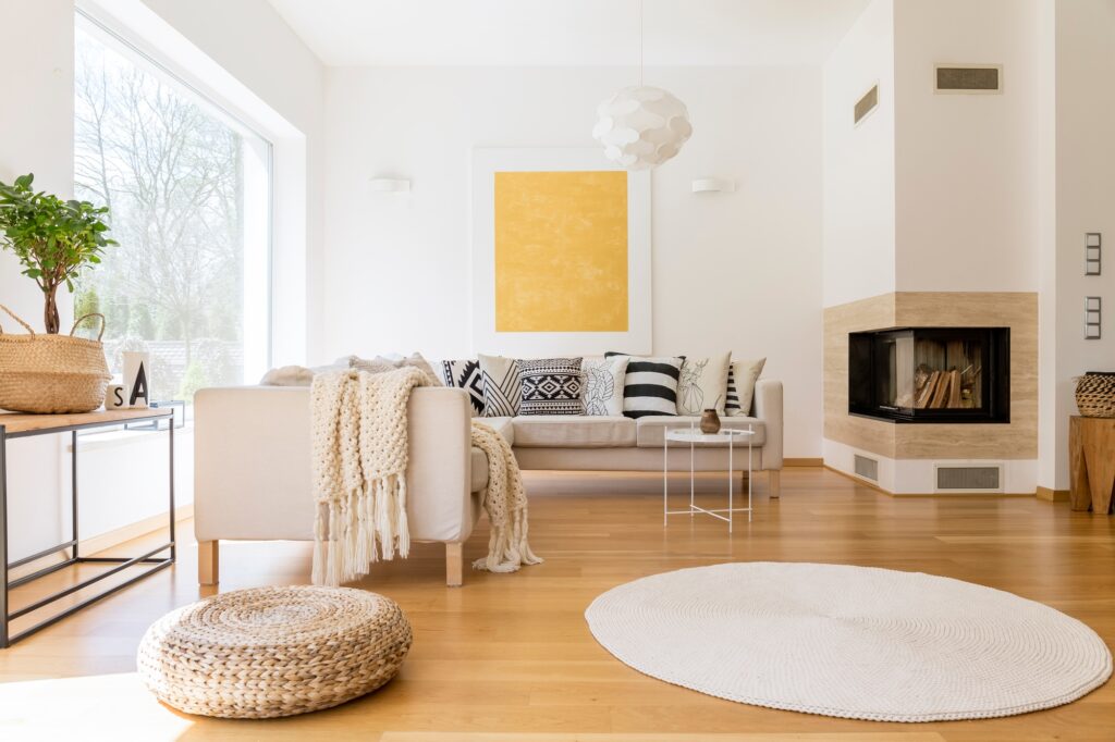 Living room with fireplace